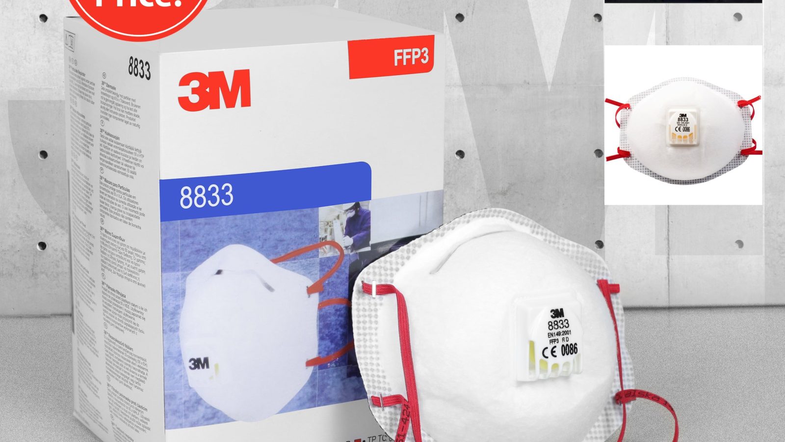 3M 8833 Valved FFP3 Dust Masks – Various Pack Sizes