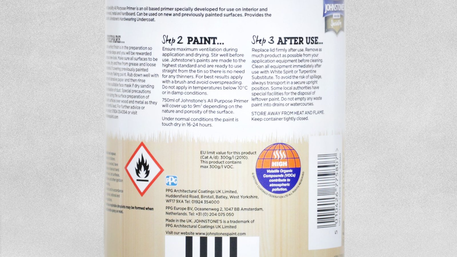 Johnstone’s Speciality All-Purpose Primer White – 750ml