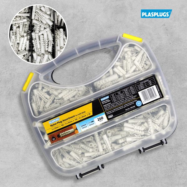 Plasplugs Nylon Wall Plug Assortment - Pack of 260
