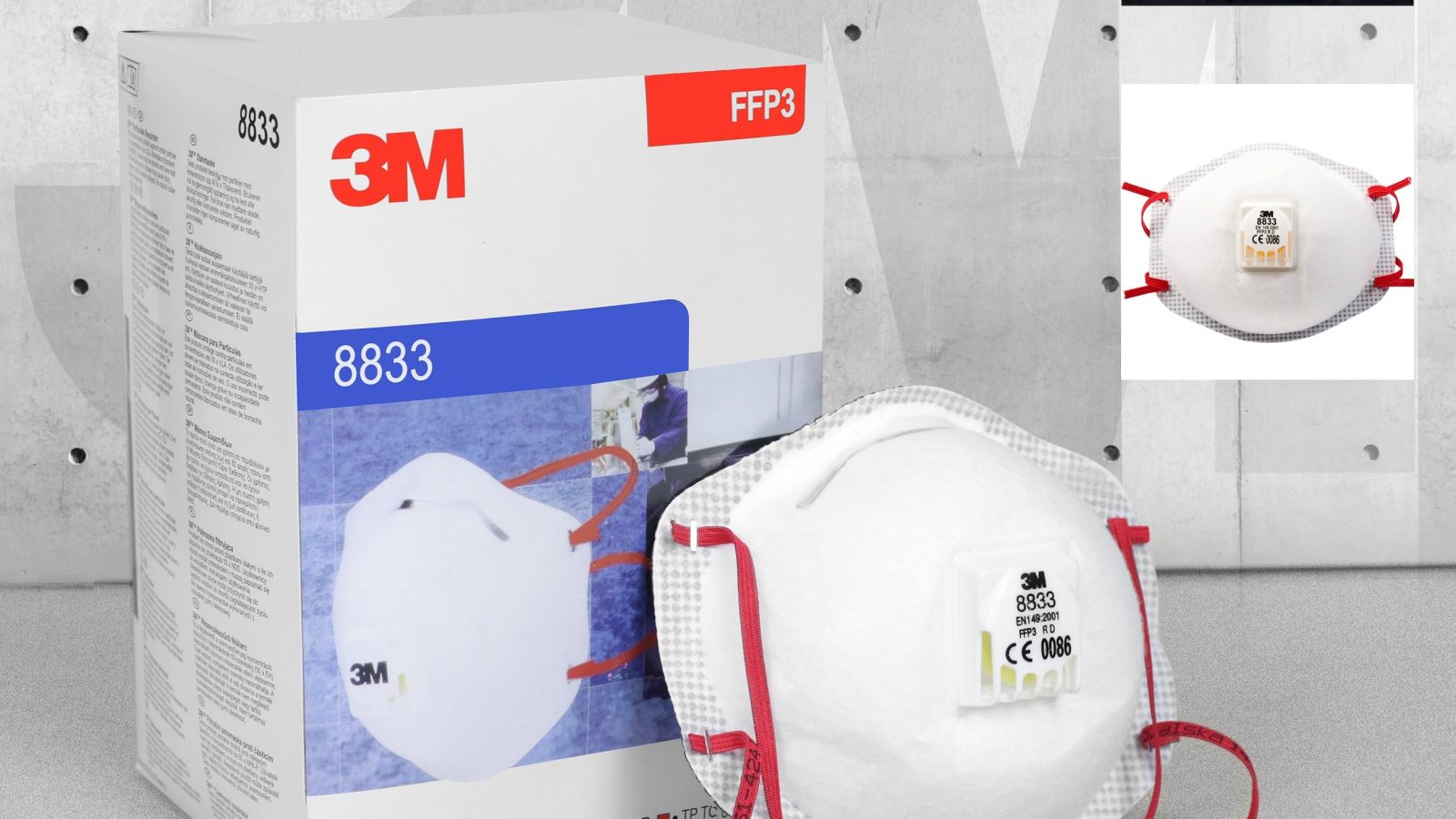 3M 8833 Valved FFP3 Dust Masks – Various Pack Sizes