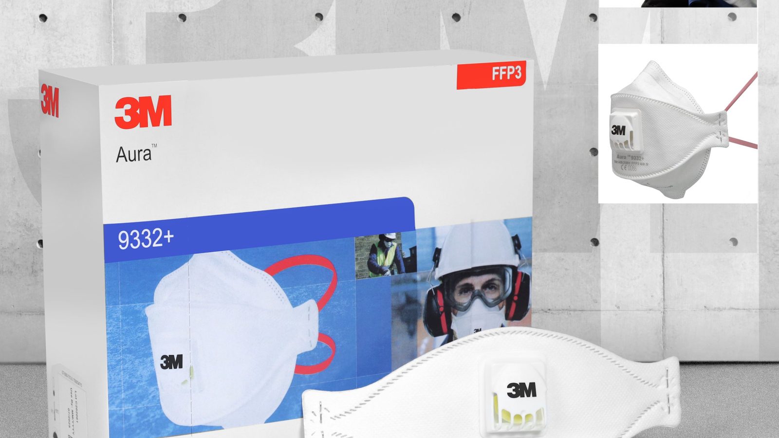 3M Aura 9332+ Valved Fold Flat FFP3 Dust Masks – Various Pack Sizes