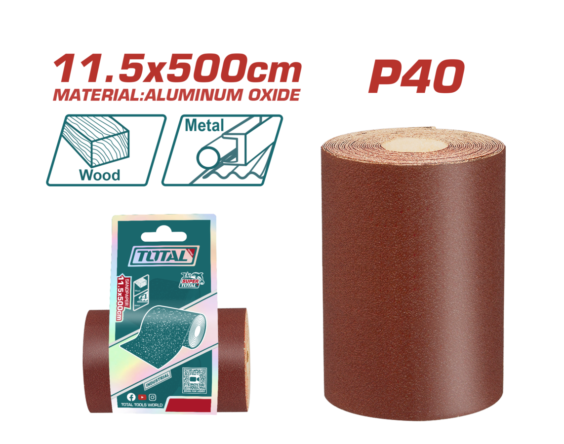 Total Sandpaper Roll 115mm x 5metre P40-P240 Various Grits