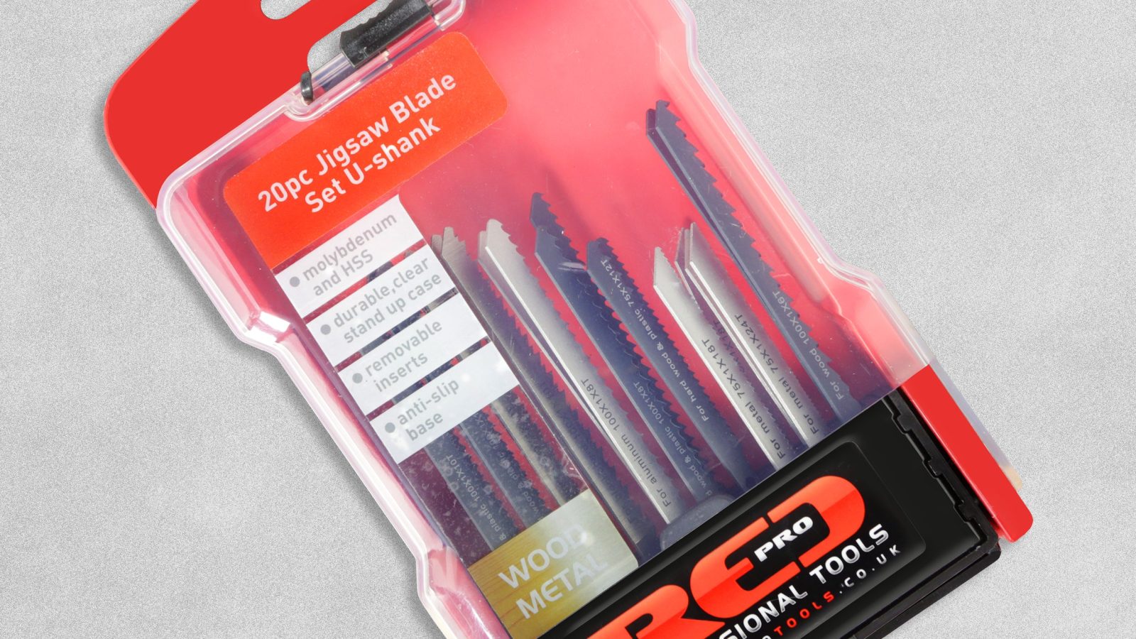 Red Pro High Speed Steel U-Shank Jigsaw Blade Set – 20 Pieces