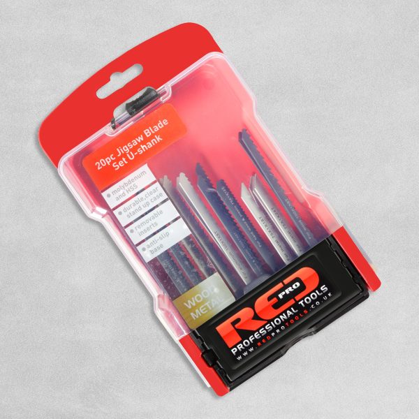 Red Pro High Speed Steel U-Shank Jigsaw Blade Set - 20 Pieces