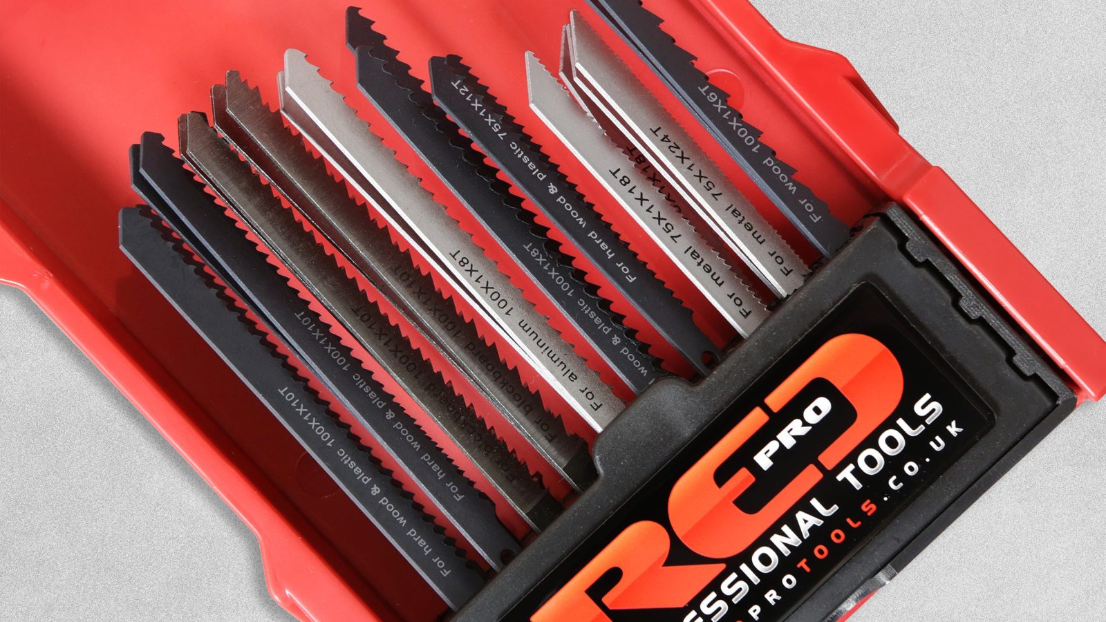 Red Pro High Speed Steel U-Shank Jigsaw Blade Set – 20 Pieces