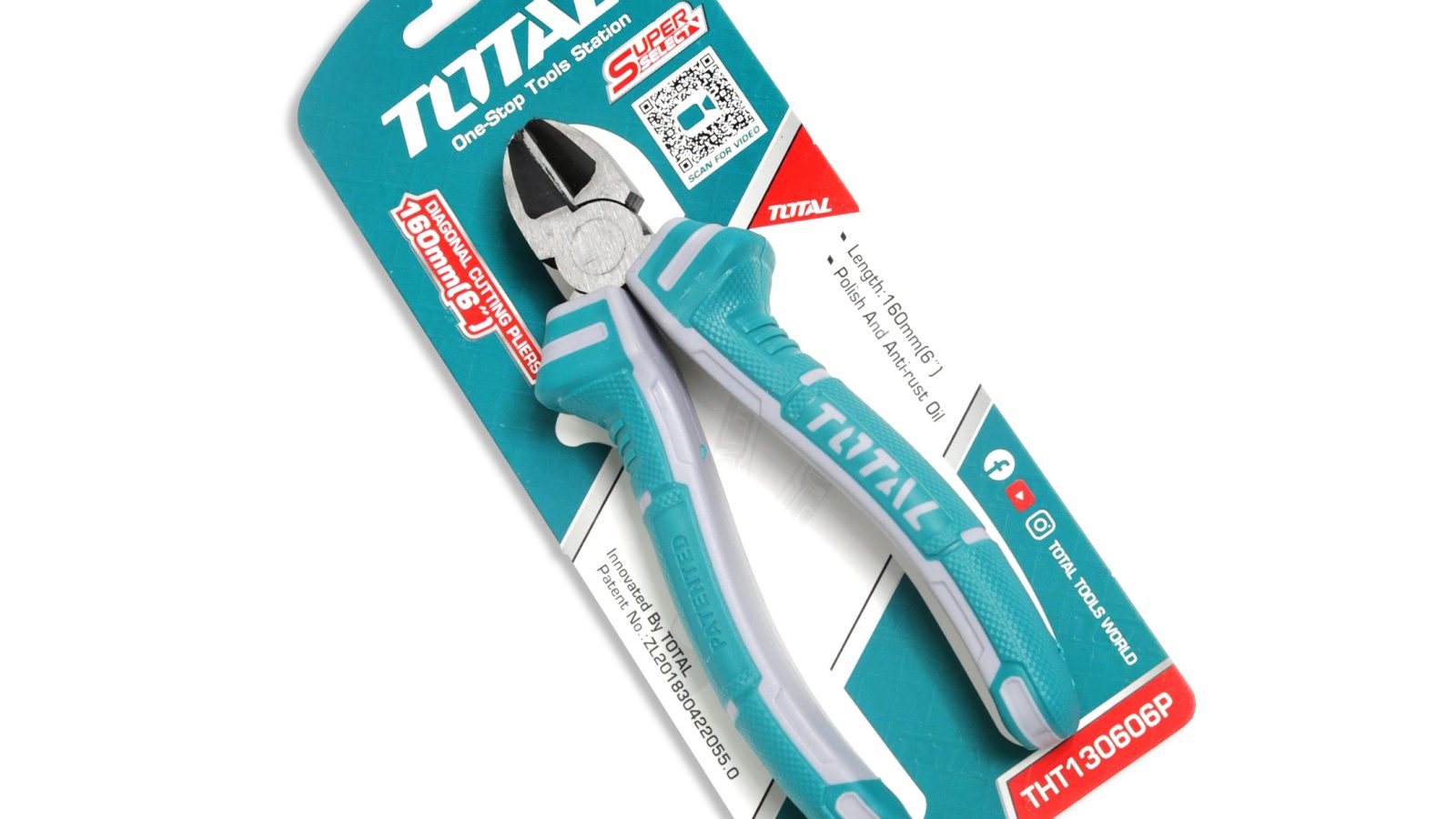 Total Diagonal Side Cutting Pliers 160mm 6″ – THT130606P