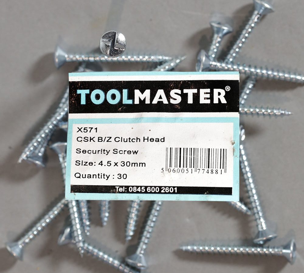 Toolmaster CSK B/Z Clutch Head Security Screw 4.5 x 30mm