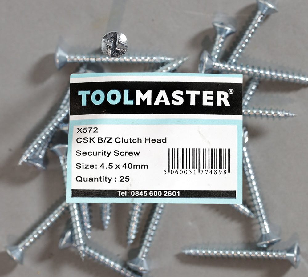 Toolmaster CSK B/Z Clutch Head Security Screw 4.5 x 40mm