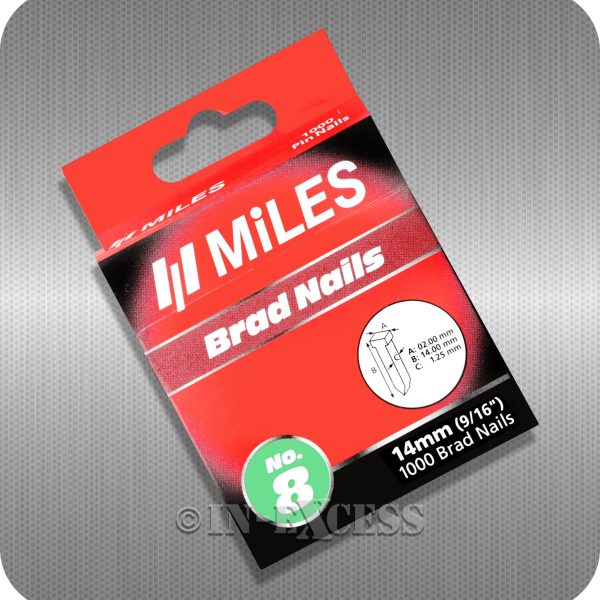 Miles Staple Brad Nail Gun Refill Staples No.8 - 14mm (9/16")