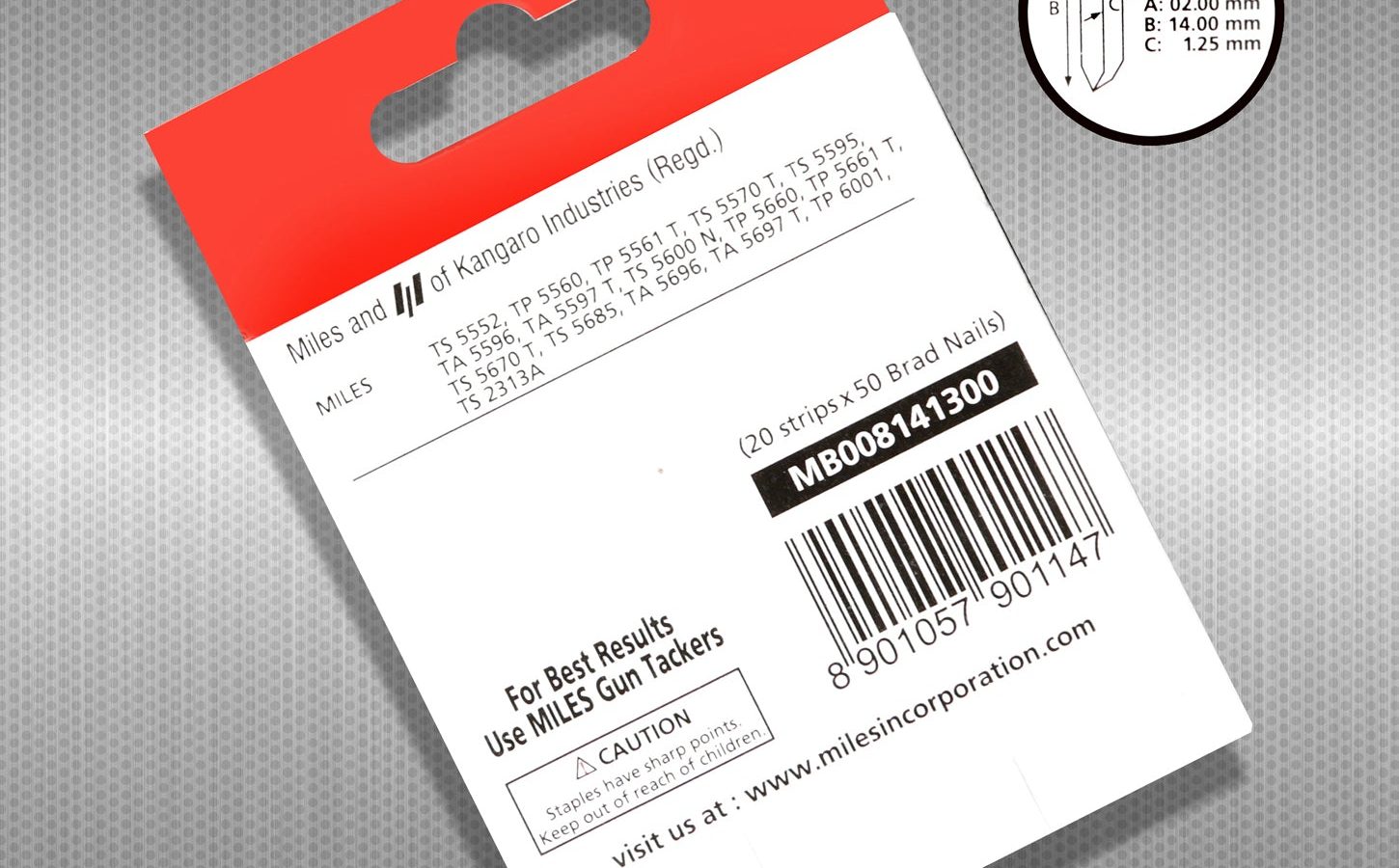 Miles Staple Brad Nail Gun Refill Staples No.8 – 14mm (9/16″)