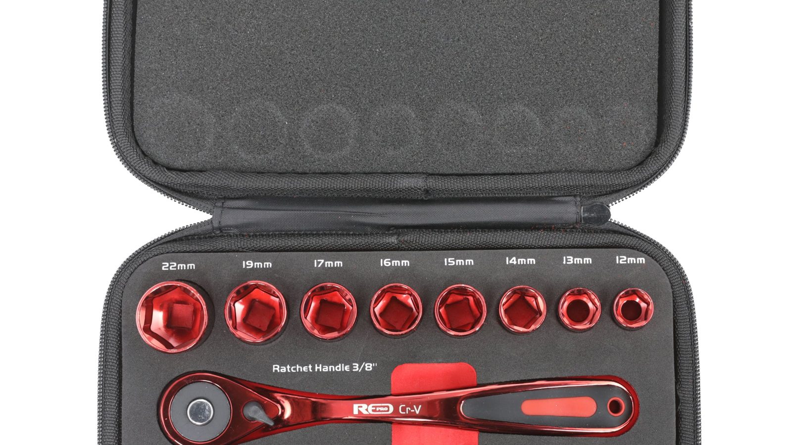 Red Pro Tools 13pc Socket Set 3/8″ Drive (9.00 Series) – Red
