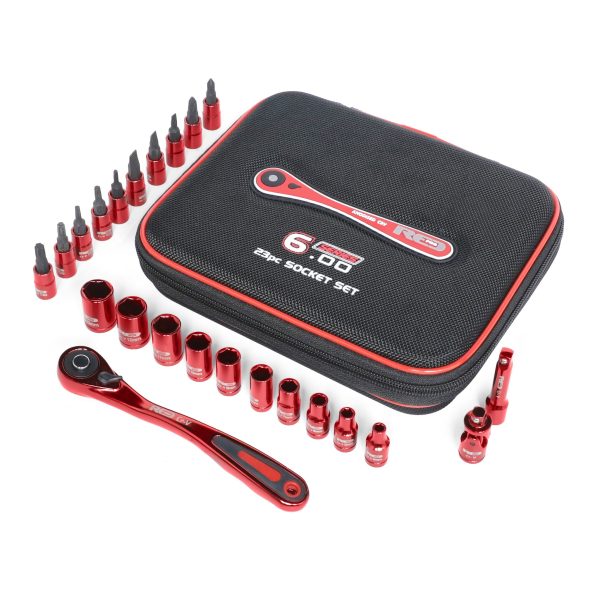 Red Pro Tools 23pc Socket Set 1/4" Drive (6.00 Series) - Red