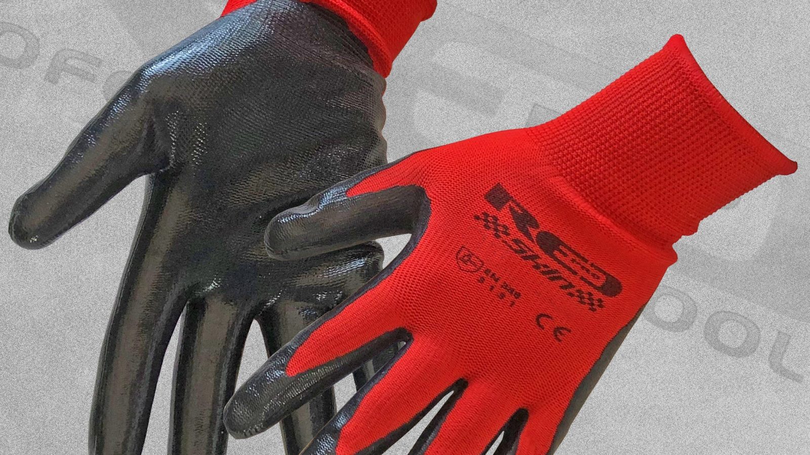 Red Pro Multi Purpose Maintenance Gloves Anti-Slip Nitrile Gloves – Red/Black