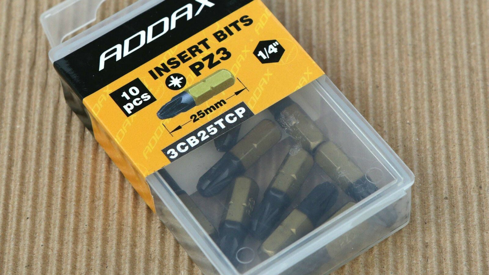 ADDAX Timco 25mm PZ3 3CB25TCP Pozi Premium Screwdriver Bits 1/4″ – Box of 10