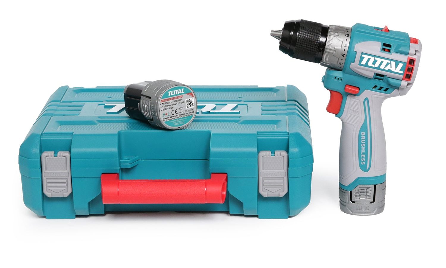 Total Li-Ion 16V Compact Brushless Cordless Drill (with 2 x Batteries & Charger) – TDLI16682