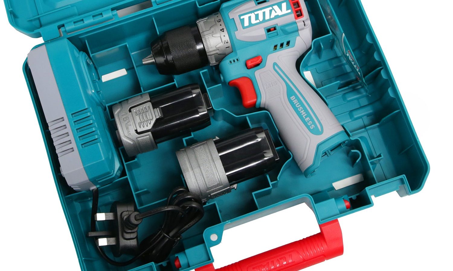 Total Li-Ion 16V Compact Brushless Cordless Drill (with 2 x Batteries & Charger) – TDLI16682