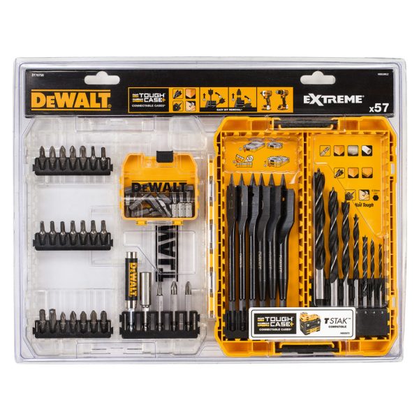 Dewalt DT70758 Drill Drive Set with Brad Point & EXTREME Flatwood Bits (57 Piece)