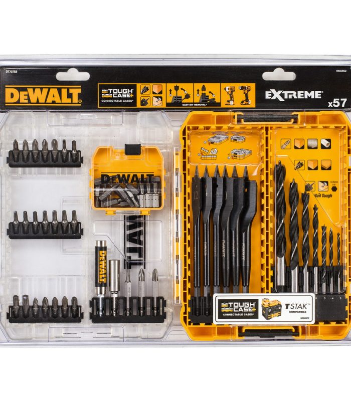 Dewalt DT70758 Drill Drive Set with Brad Point & EXTREME Flatwood Bits (57 Piece)