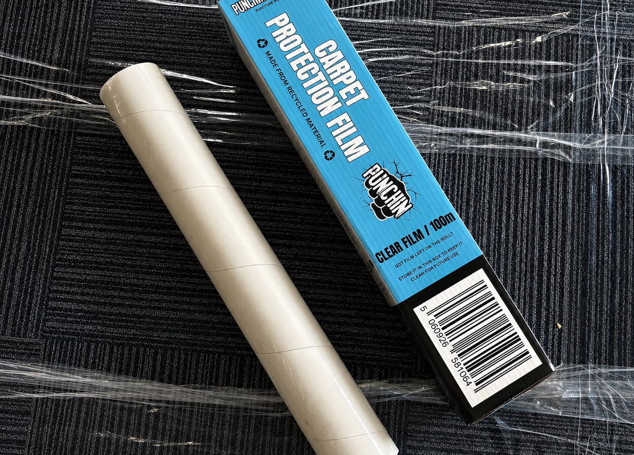 Punchin CARPETPROT100 Clear Carpet Protection Film 600mm x 100m Roll