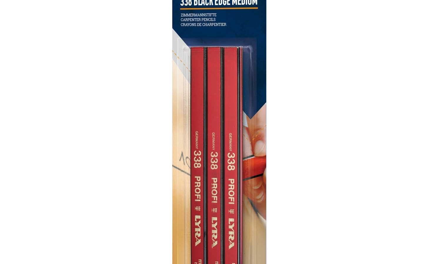 Lyra L4288002 338 PROFI Carpenters Pencil Black Edge HB 180mm (10 Packs of 3)