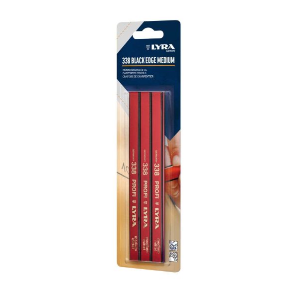 Lyra L4288002 338 PROFI Carpenters Pencil Black Edge HB 180mm (10 Packs of 3)