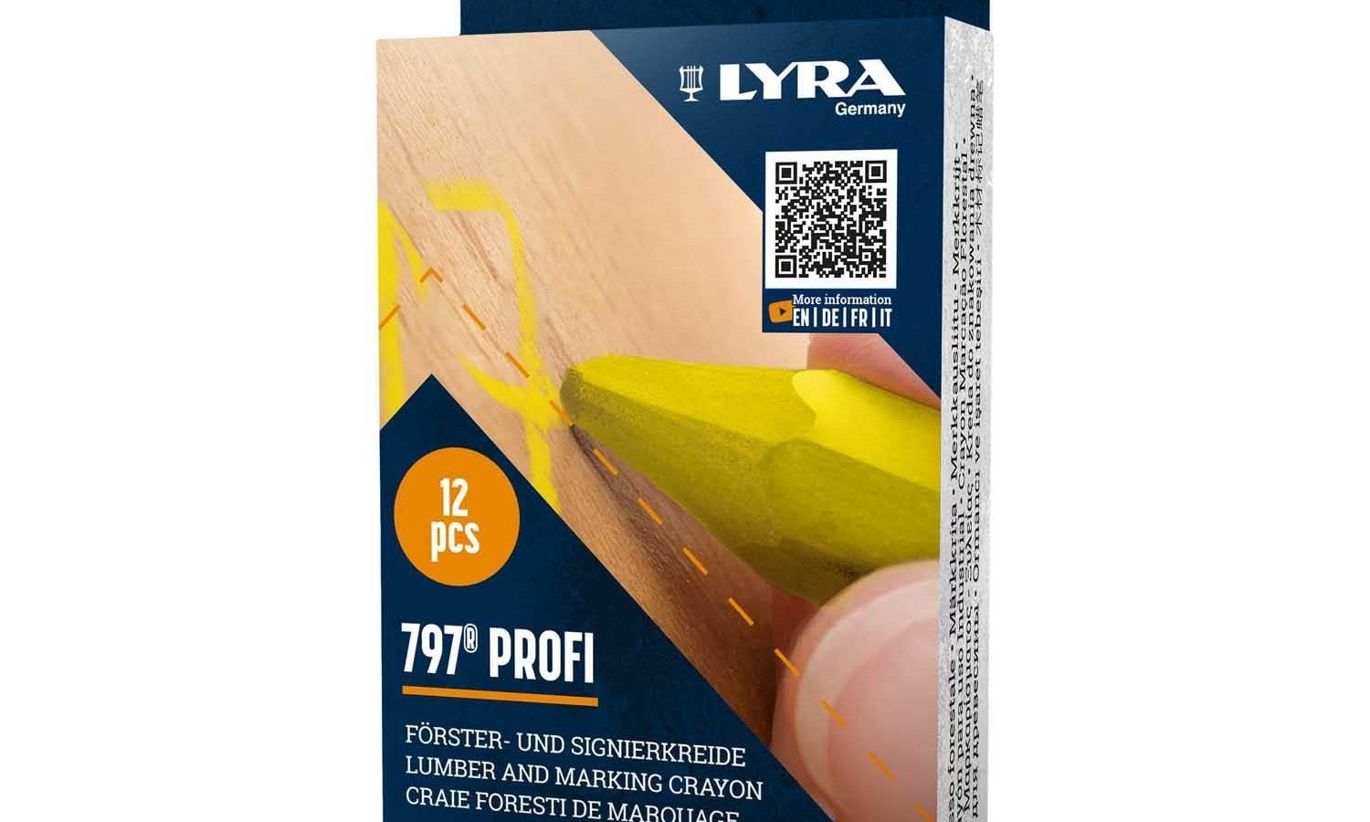 Lyra L4870007 797 PROFI Oil-Based Lumber & Marking Crayon Yellow 120mm (Box of 12)
