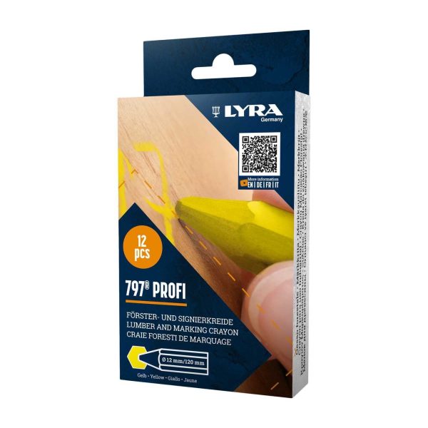 Lyra L4870007 797 PROFI Oil-Based Lumber & Marking Crayon Yellow 120mm (Box of 12)