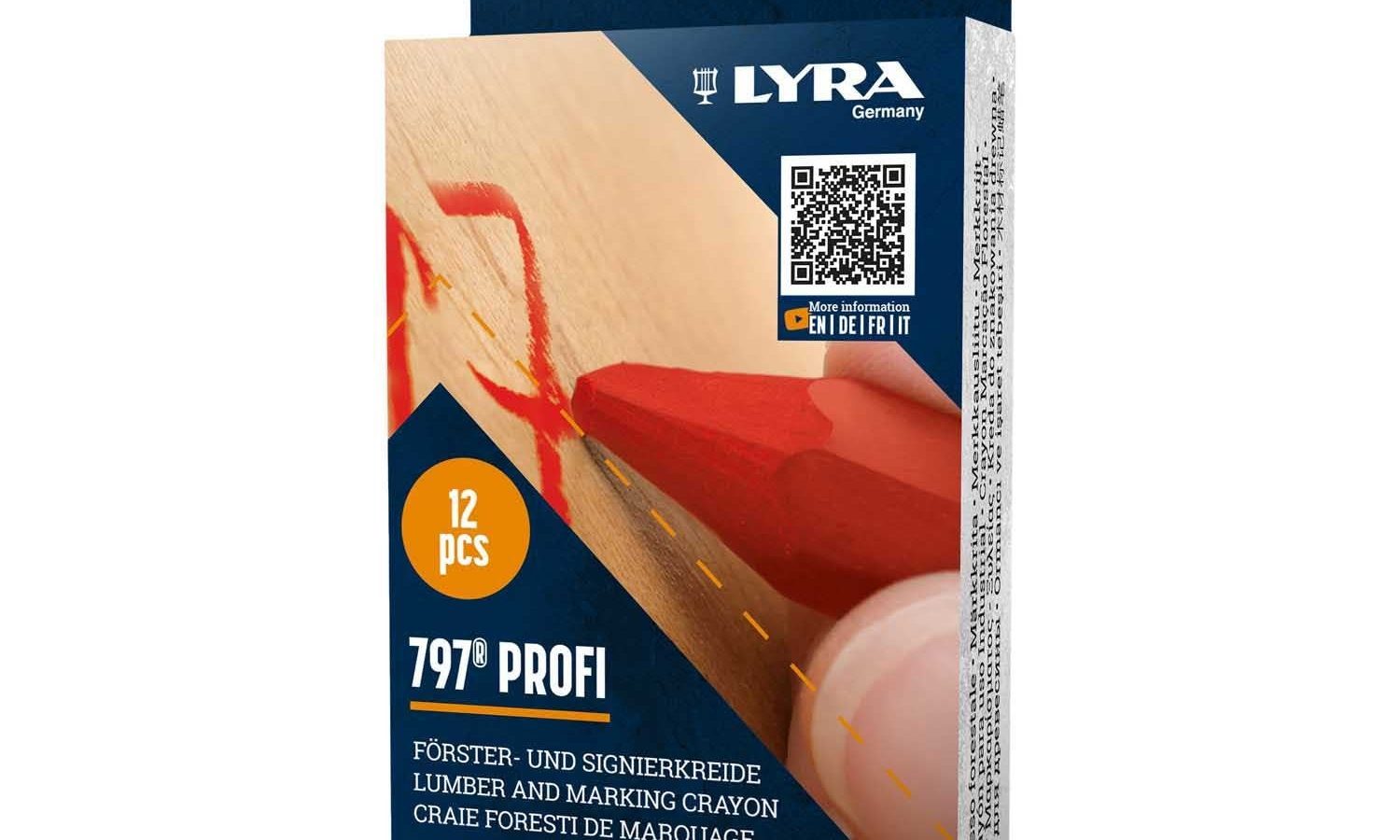 Lyra L4870017 797 PROFI Oil-Based Lumber & Marking Crayon Red 120mm (Box of 12)