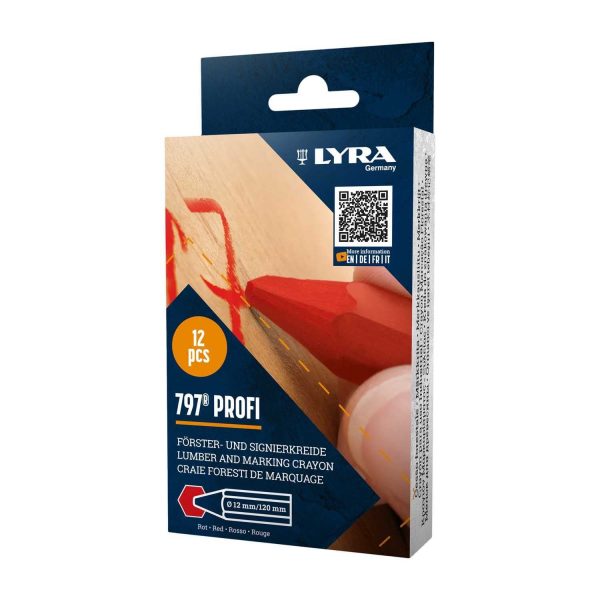 Lyra L4870017 797 PROFI Oil-Based Lumber & Marking Crayon Red 120mm (Box of 12)