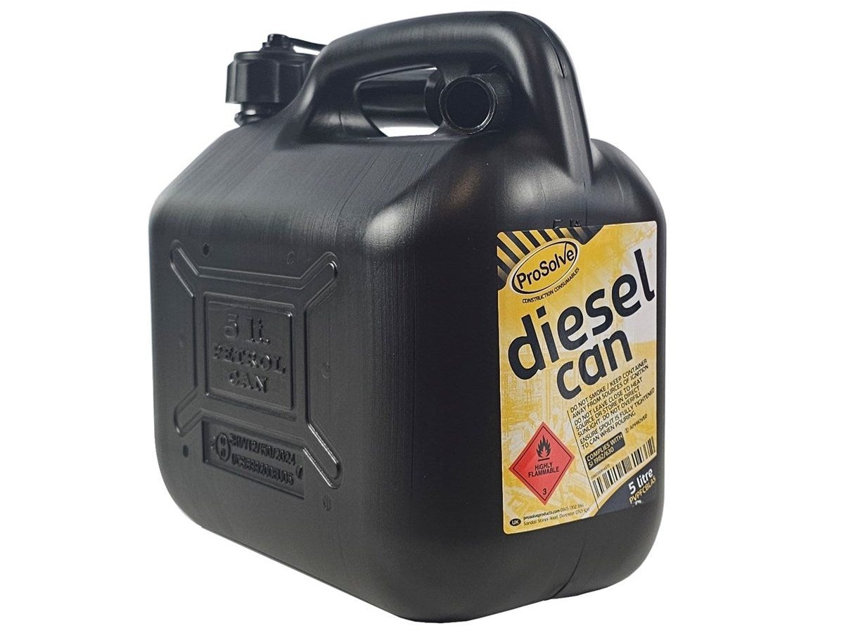 ProSolve PVPFCBLA5 Black Plastic Diesel Fuel Can 5L