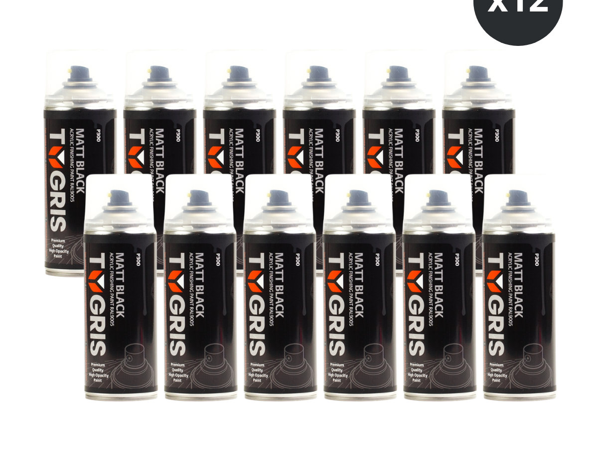 Tygris P300 Matt Black Paint 400ml (RAL 9005) (Box of 12)