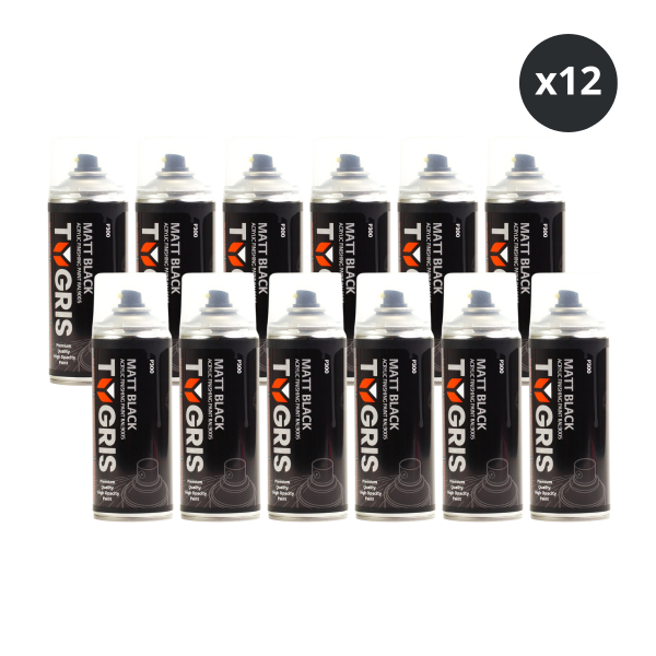 Tygris P300 Matt Black Paint 400ml (RAL 9005) (Box of 12)
