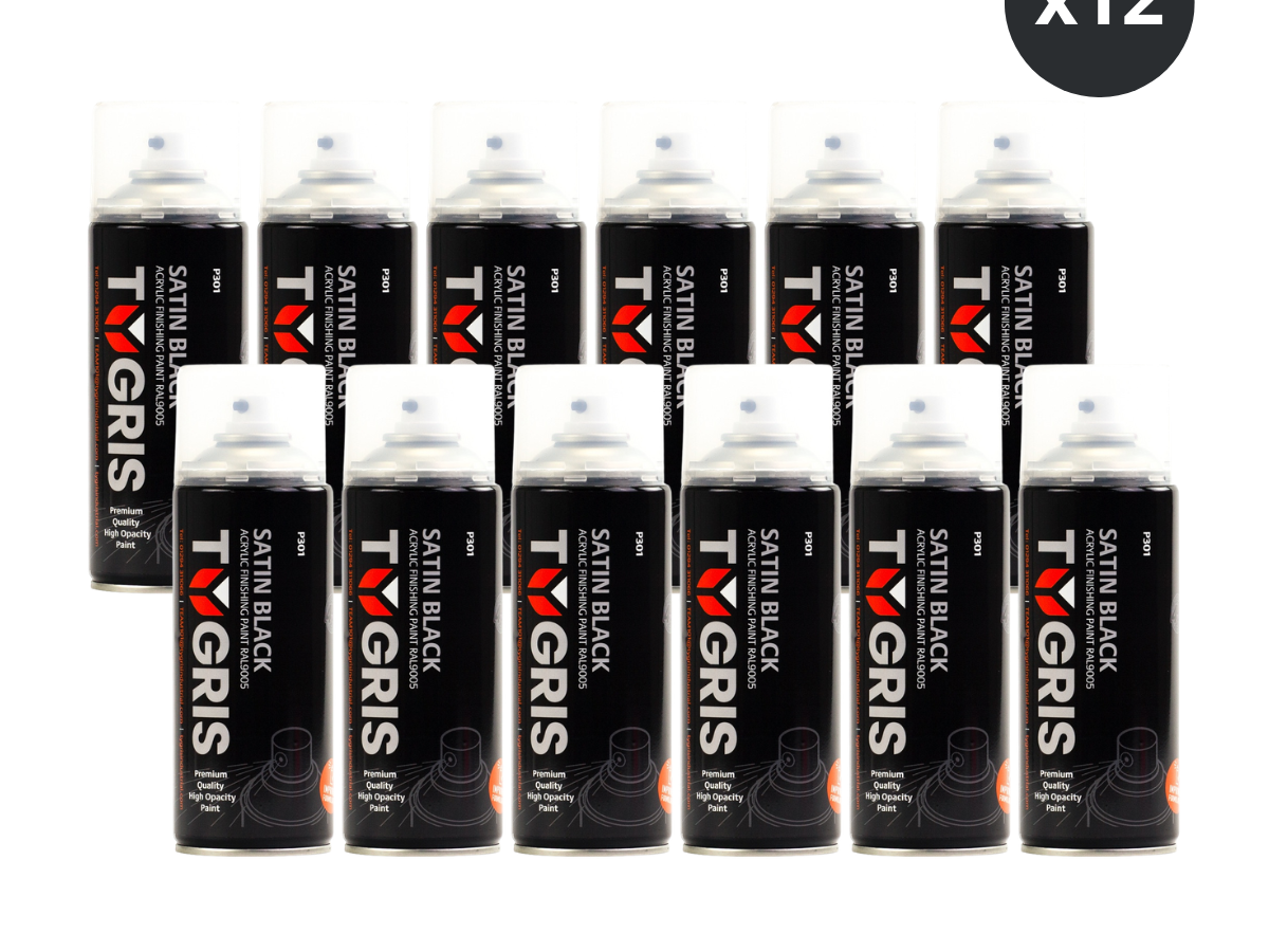 Tygris P301 Satin Black Paint 400ml (RAL 9005) (Box of 12)