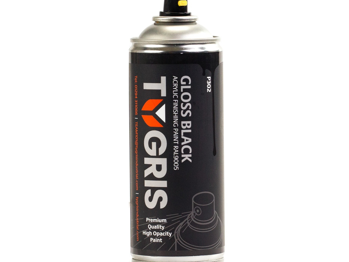Tygris P302 Gloss Black Paint 400ml (RAL 9005) (Box of 12)