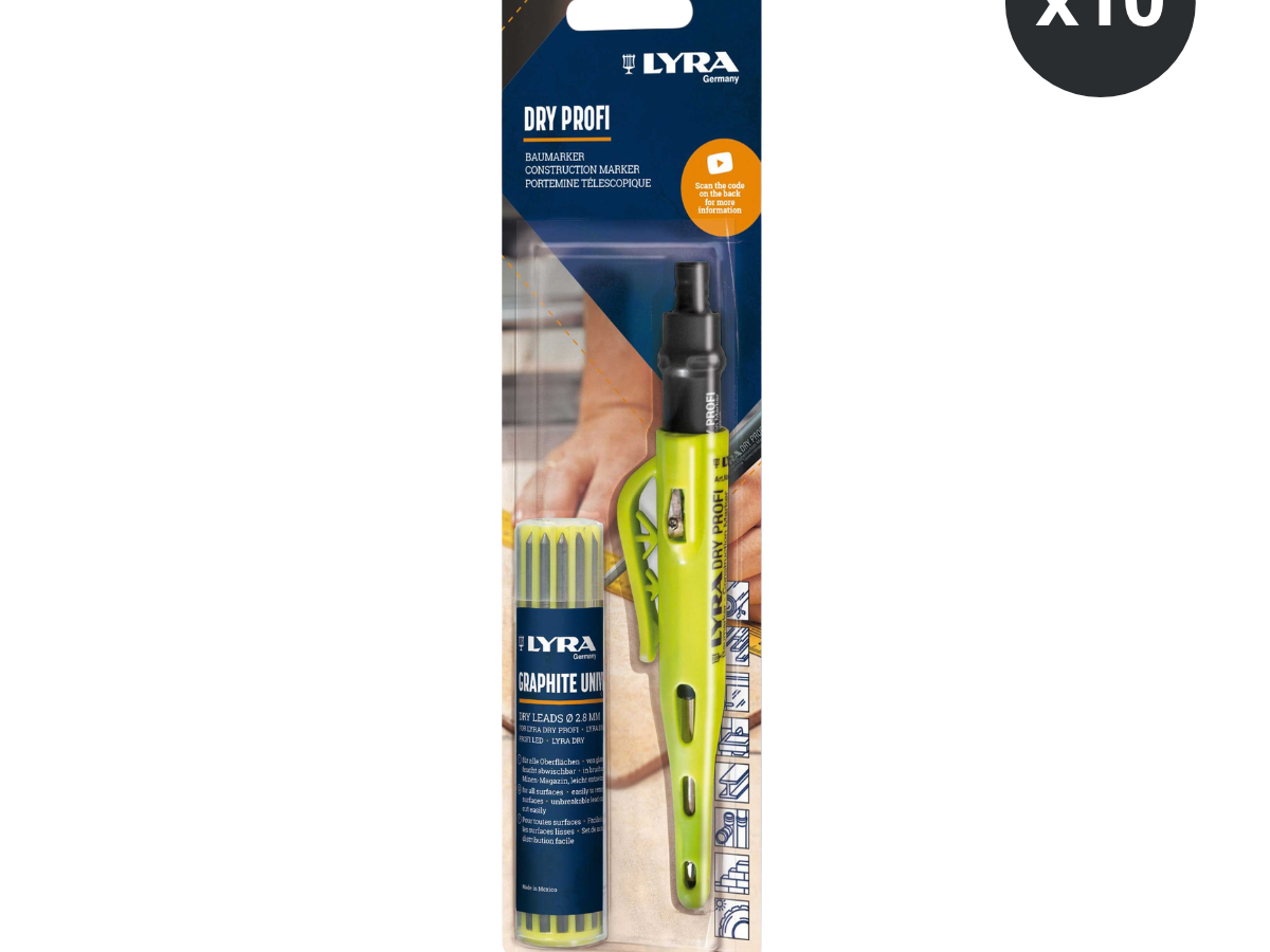 Lyra L4498103 DRY PROFI Construction Marker with Graphite 2B Refill (Box of 10)