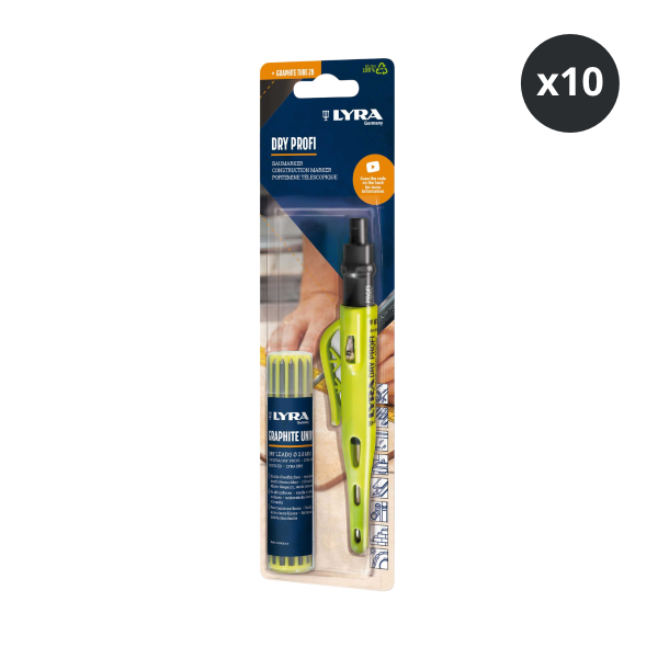 Lyra L4498103 DRY PROFI Construction Marker with Graphite 2B Refill (Box of 10)