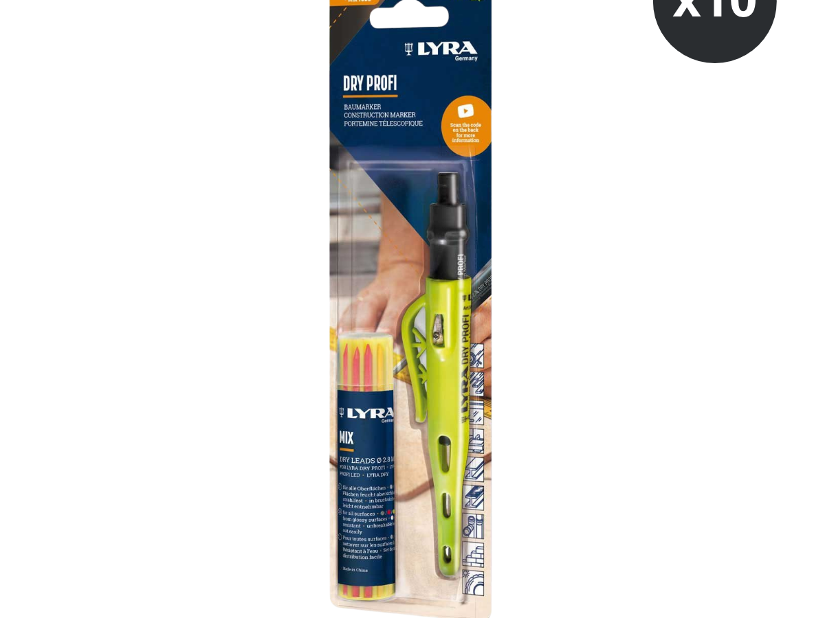 Lyra L4498102 DRY PROFI Construction Marker with Assorted Refill Mix (Box of 10)