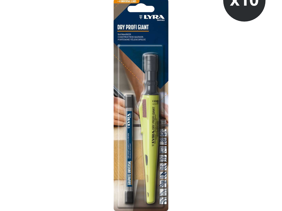 Lyra L4478001 DRY PROFI GIANT Construction Marker with Graphite 2B Refill (Box of 10)