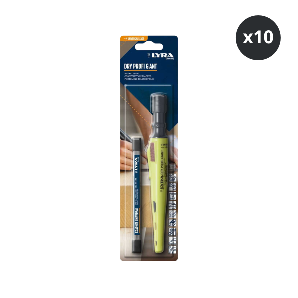 Lyra L4478001 DRY PROFI GIANT Construction Marker with Graphite 2B Refill (Box of 10)