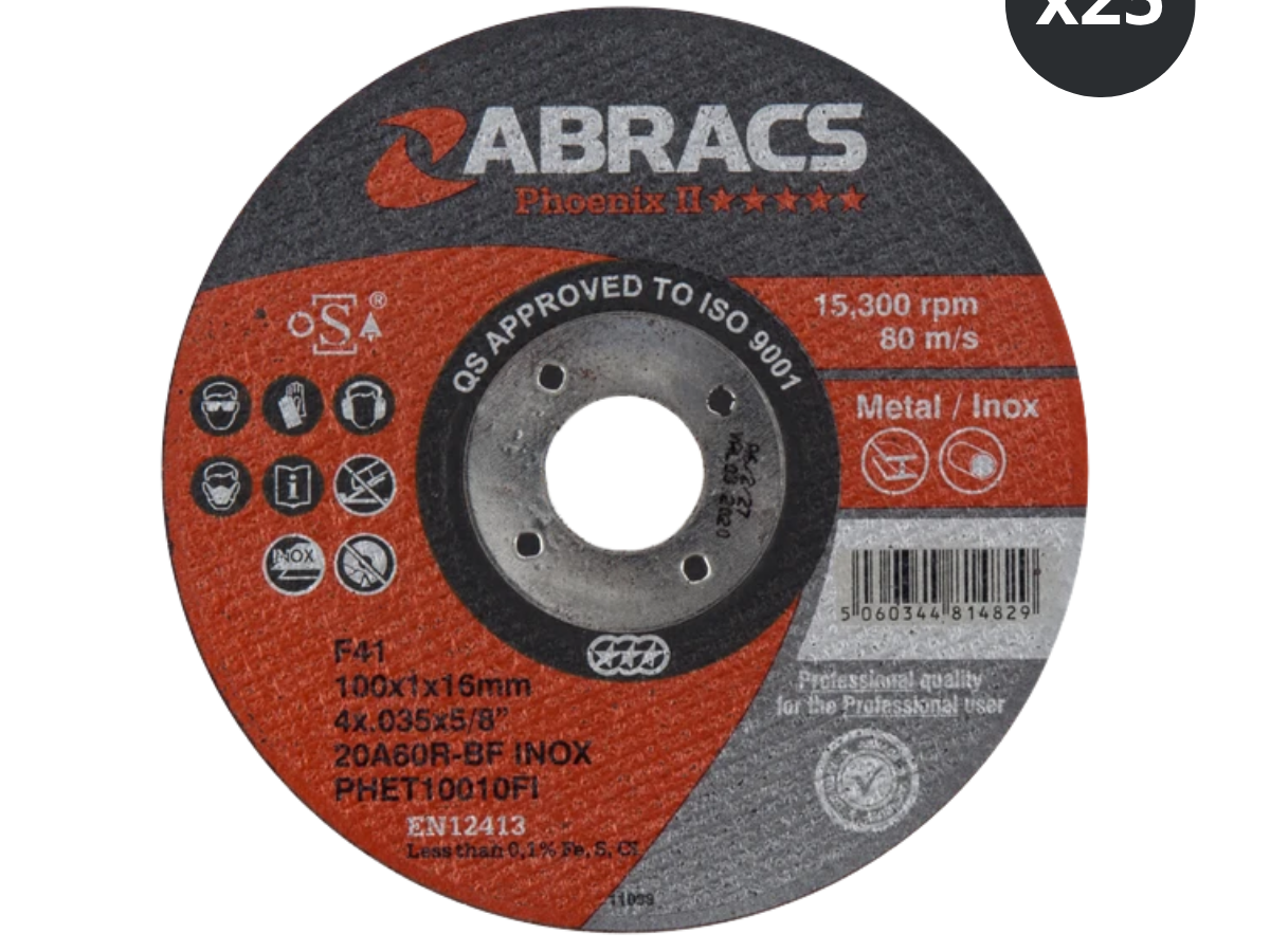 Abracs PHET11510FI Phoenix II Flat Extra Thin INOX Cutting Disc 115 x 1 x 22mm (Pack of 25)
