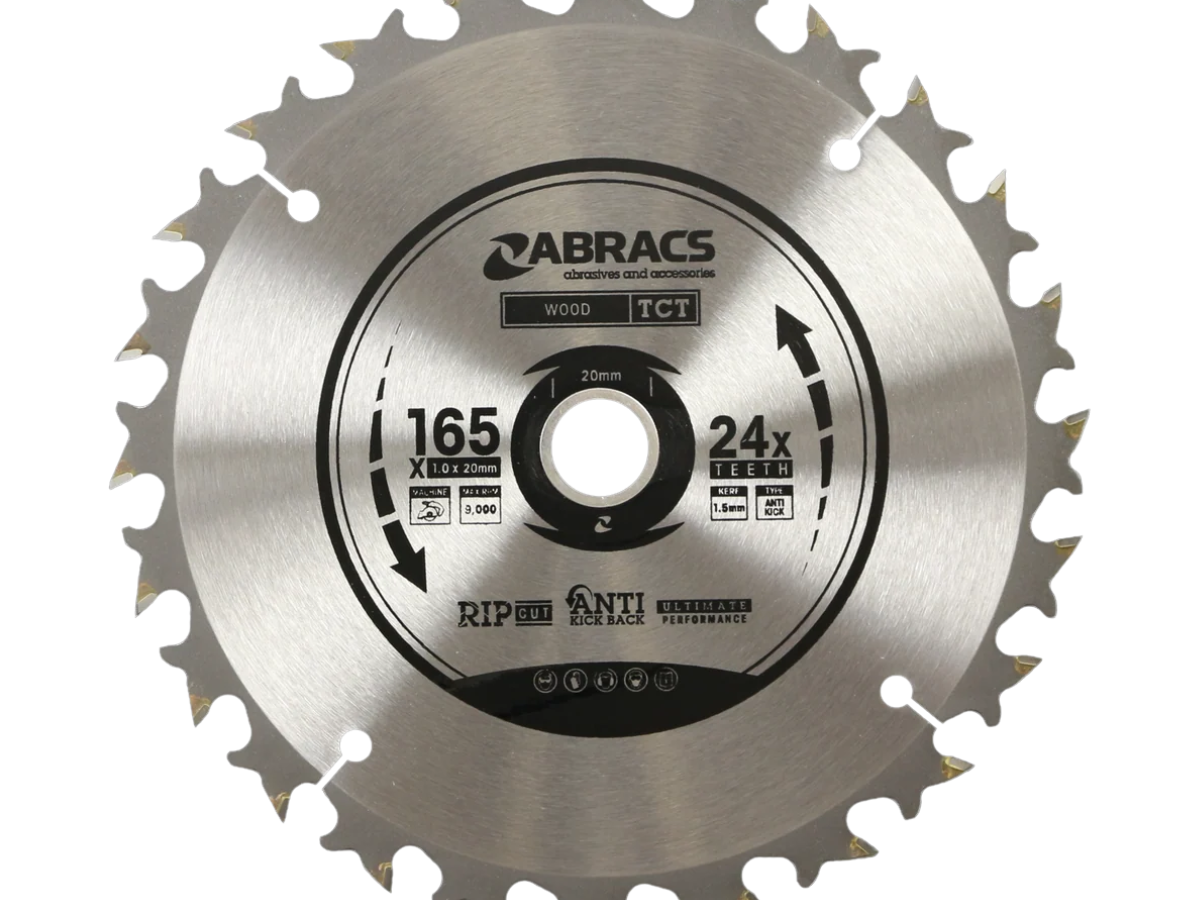Abracs TCTWN16524 TCT Circular Saw Blade for Wood with Nails 165 x 20mm x 24T