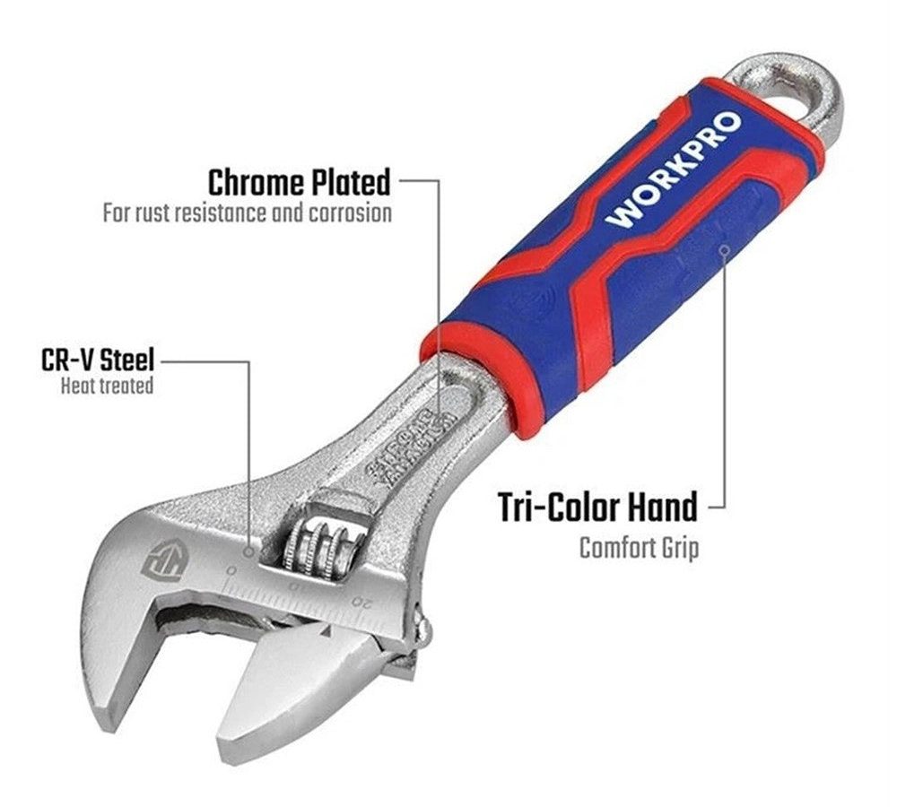 Workpro WP272012 250mm (10″) Cr-V Adjustable Wrench