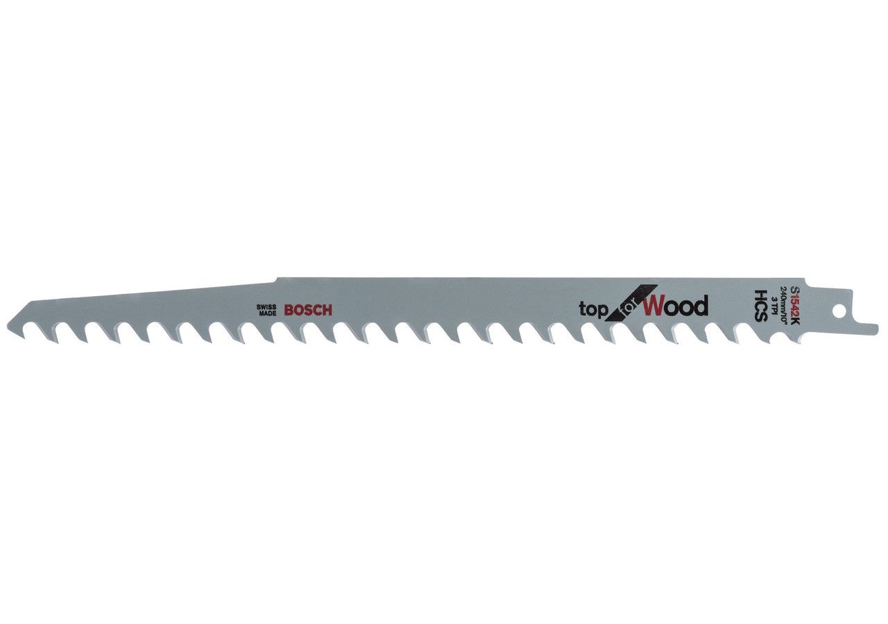 Bosch 2608650682 S1542K HCS Top Reciprocating Saw Blade for Wood 240mm 3TPI (Pack of 5)