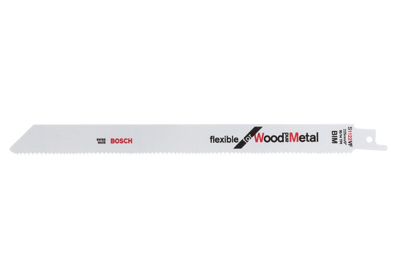 Bosch 2608654981 S1122VF Bi-Metal Flexible Reciprocating Saw Blade for Wood & Metal 225mm 10-14TPI (Pack of 5)