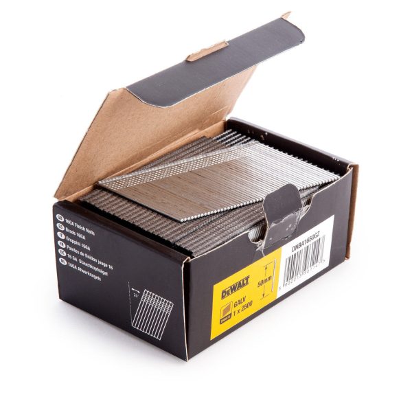 DeWalt DNBA1650GZ Galvanised 20° Angled Finish Nails 16Ga 50mm (Pack of 2500)