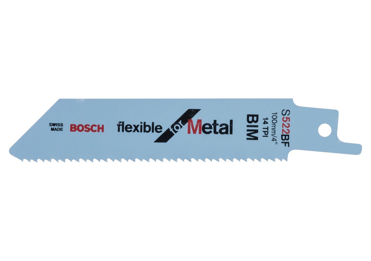 Bosch 2608656011 S522BF Bi-Metal Flexible Reciprocating Saw Blade for Medium-Thick Metal 100mm 14TPI (Pack of 5)