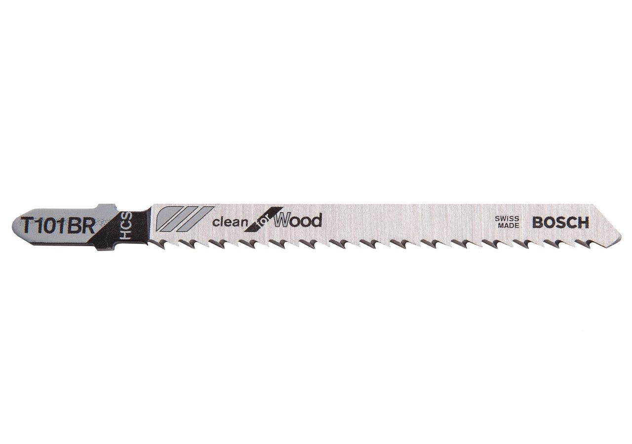 Bosch 2608630014 T101BR HCS Reverse-Cut Clean Jigsaw Blade for Wood 100mm 10TPI (Pack of 5)