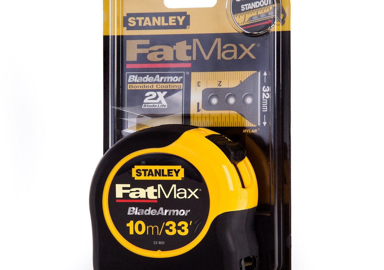 Stanley 0-33-805 FatMax Metric Tape Measure with Blade Armor 10m