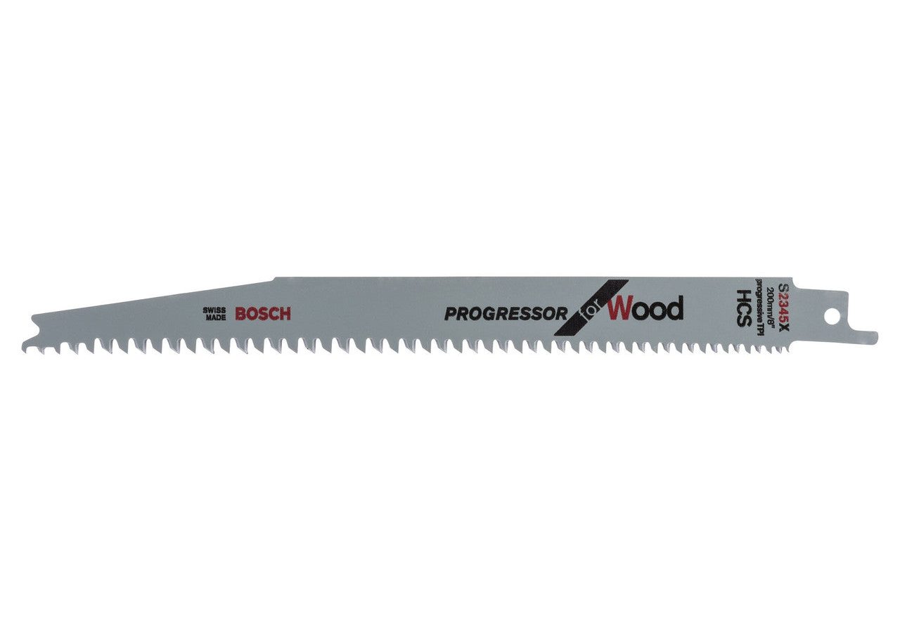 Bosch 2608654404 S2345X HCS Progressor Reciprocating Saw Blade for Wood 200mm 6-10TPI (Pack of 5)
