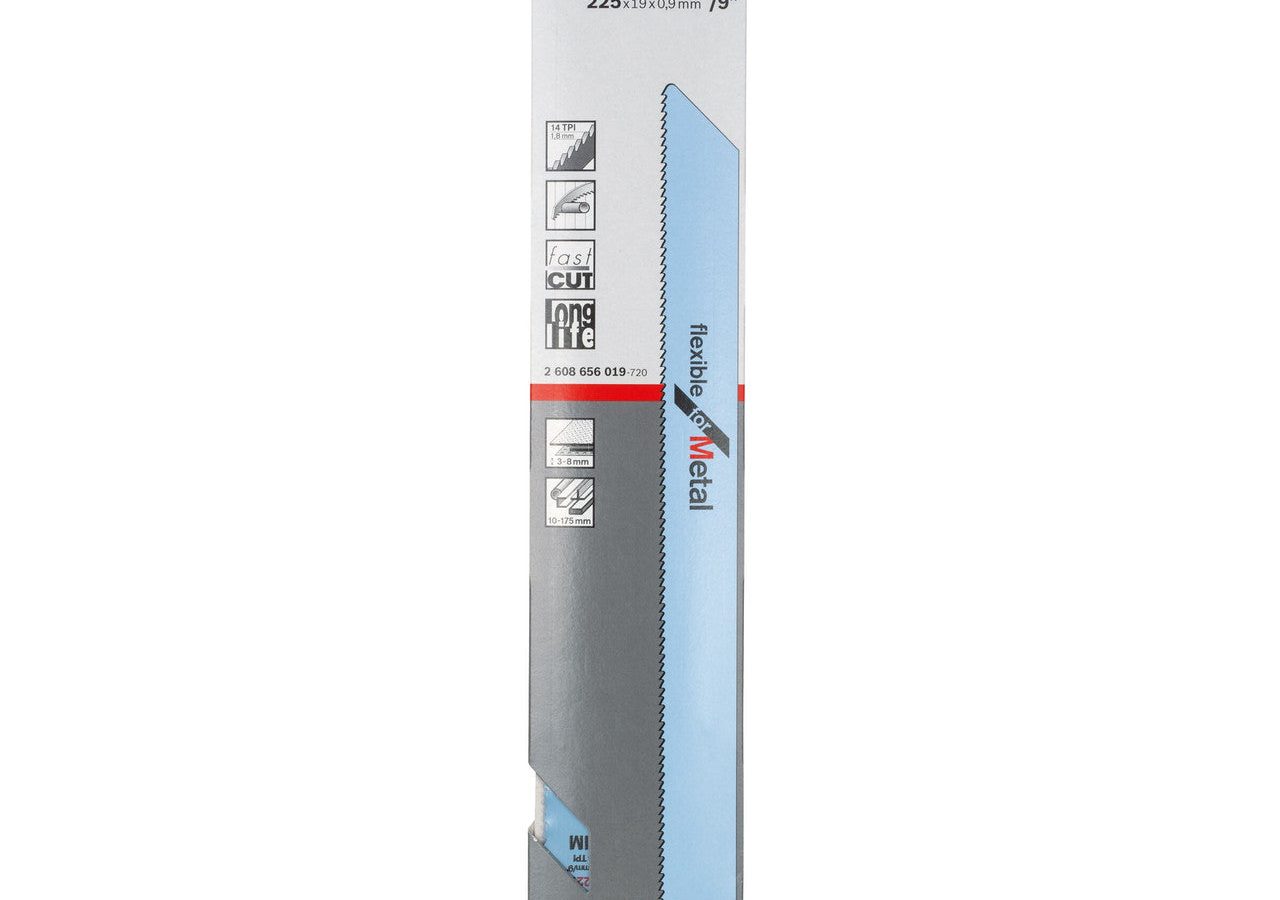 Bosch 2608656019 S1122BF Bi-Metal Flexible Reciprocating Saw Blade for Medium-Thick Metal 225mm 14TPI (Pack of 5)